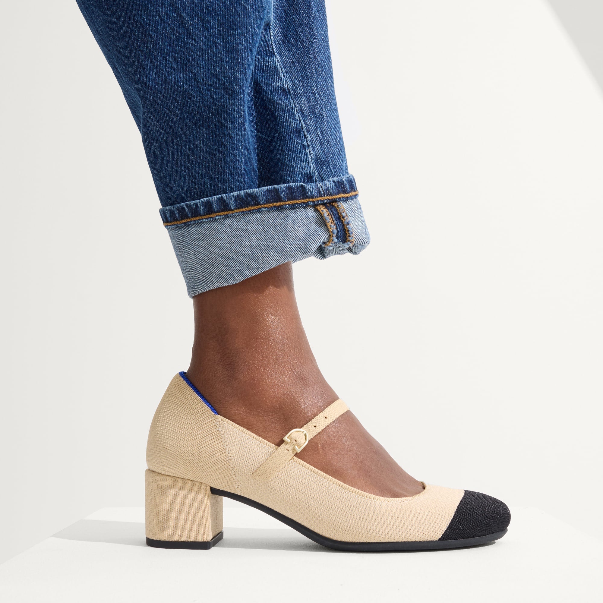 The Mary Jane Heel - Cream Captoe