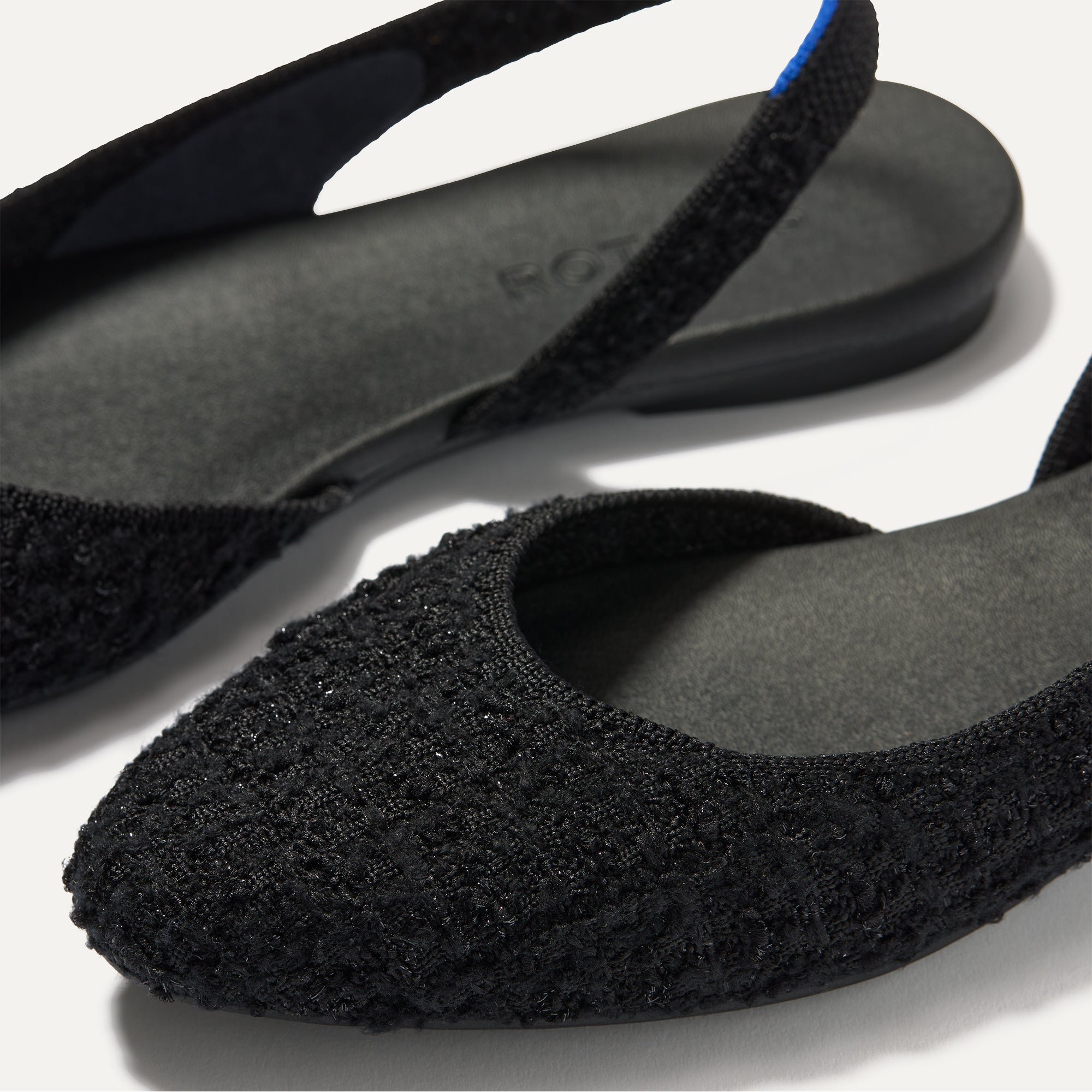 The Almond Slingback - Black Bouclé