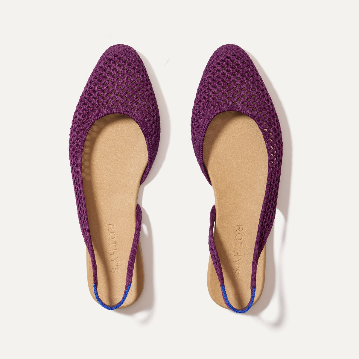 The Almond Slingback - Plum Mesh