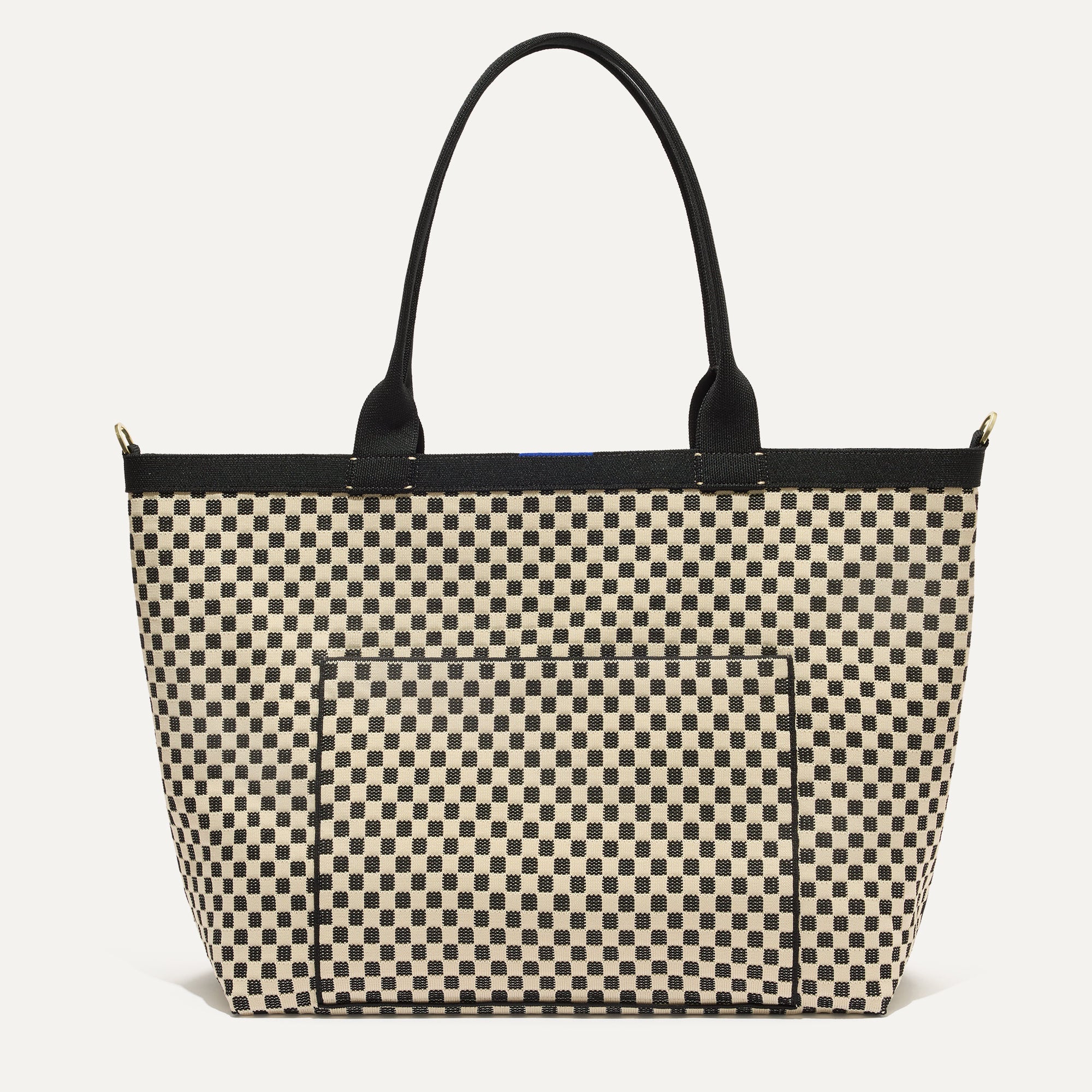 PLP |The Zip Travel Tote in Tuxedo Midi Check shown from the front.