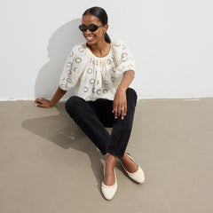 Alternate view of a model wearing The Almond Slingback.