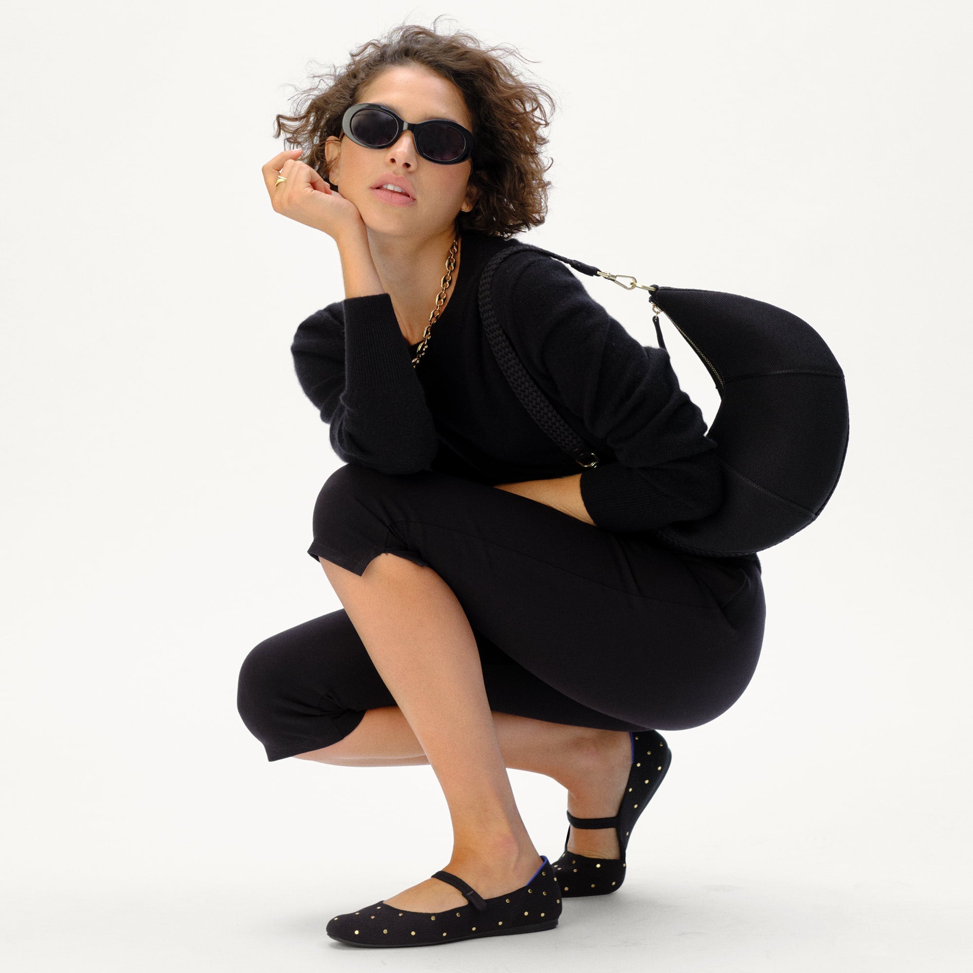 The Square Mary Jane - Studded Black