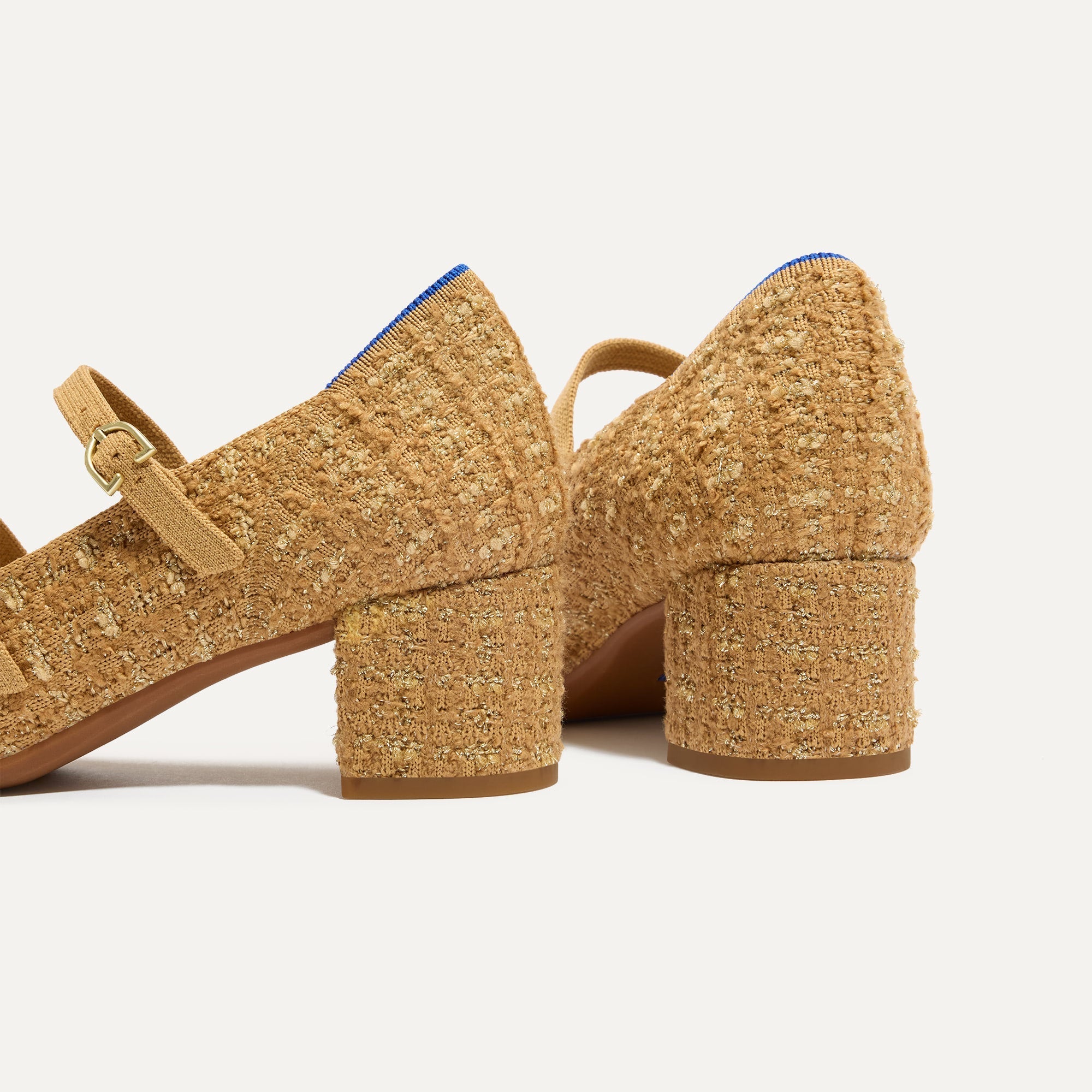 The Double Buckle Mary Jane Heel - Golden Tweed