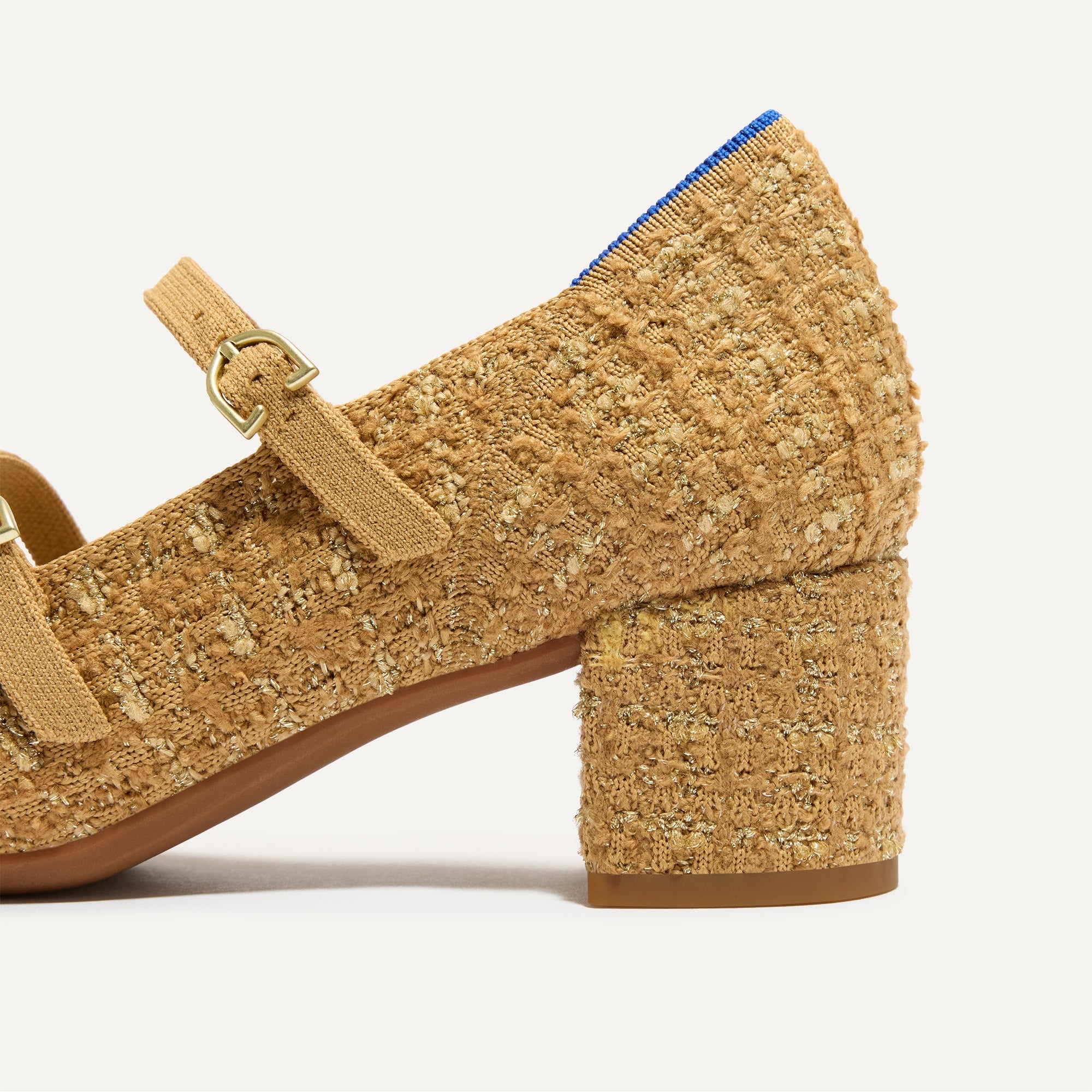 The Double Buckle Mary Jane Heel - Golden Tweed