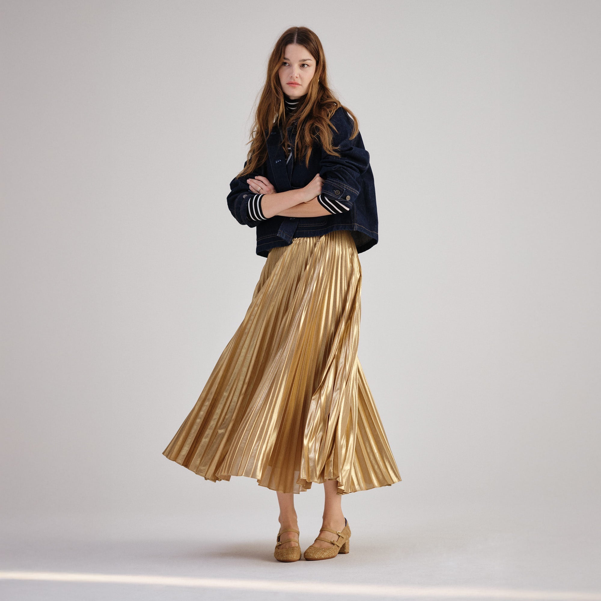 The Double Buckle Mary Jane Heel - Golden Tweed